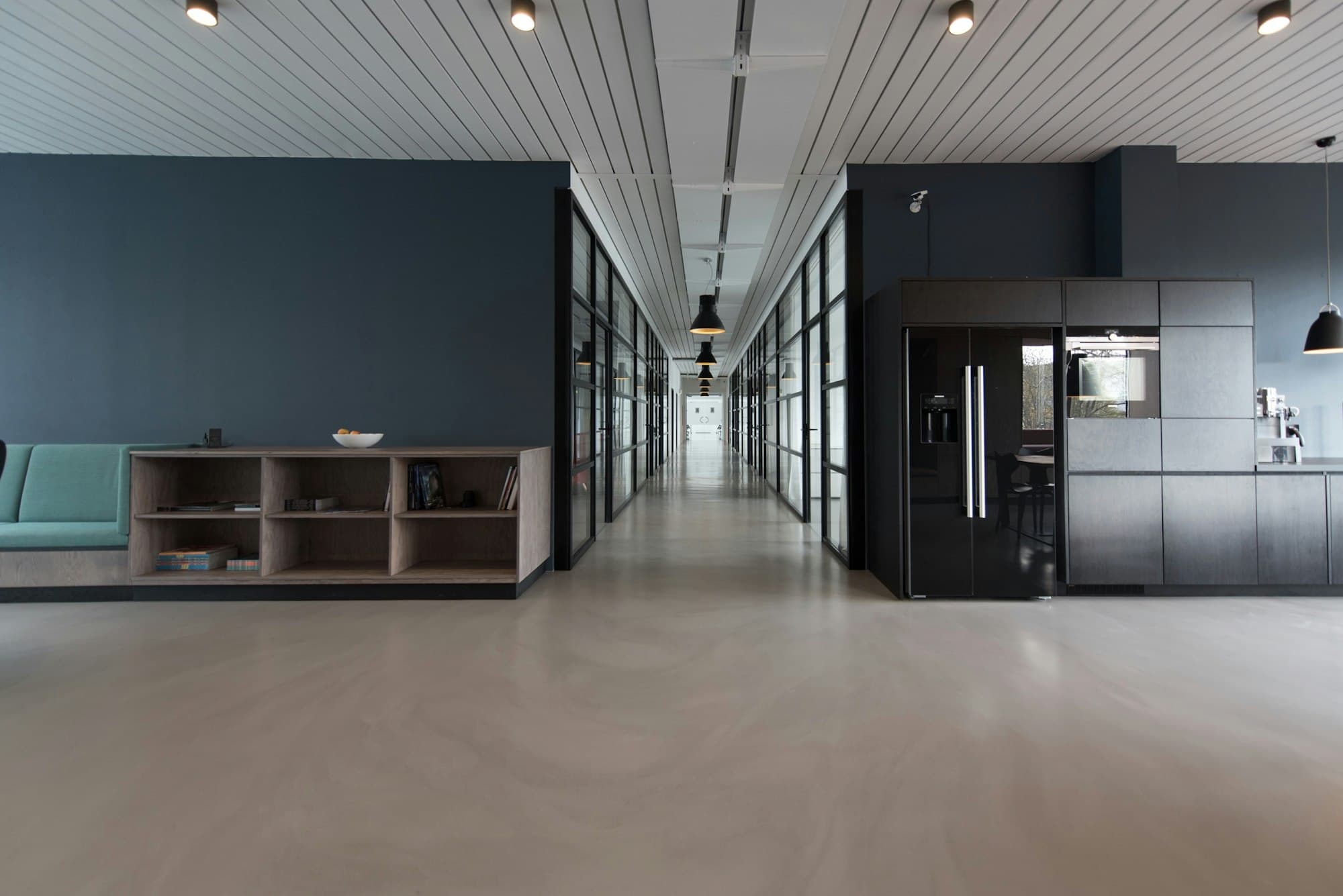Quiet office interior with stacks of records